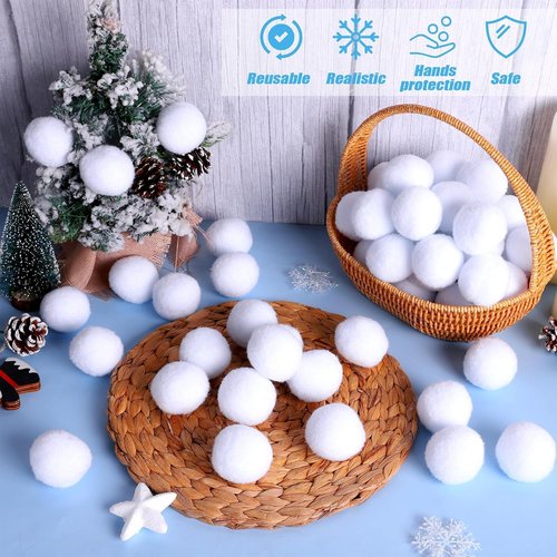 Fovths 200 Pack Snow Toy Balls - 2 Inch Realistic Fake Snowballs for Indoor & Outdoor Fun