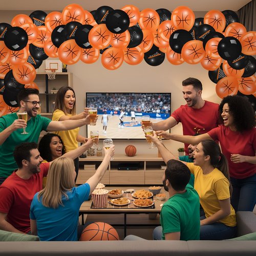 Censen 45 Pieces Basketball Balloons Party Decorations 12 Inch Basketball Latex Balloons for Sports Themed Birthday Party Decoration Supplies