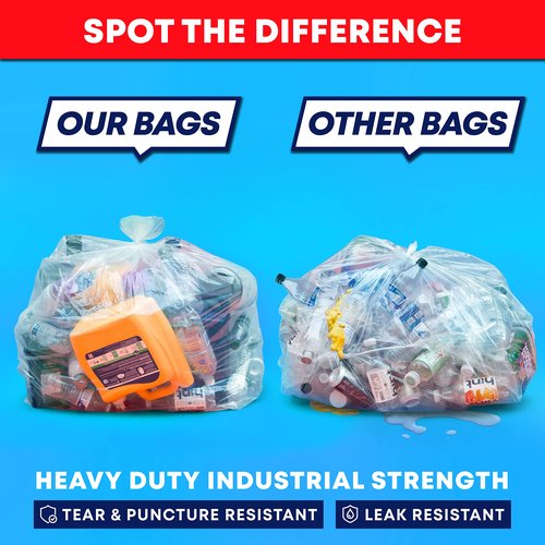 95-100 Gallon Clear Trash Bags Heavy Duty | MegaPack 78 Bags | Extra Large 95-96 Gallon Trash Bags Big Clear Can Liners, Extra Large 90 Gal, 95 Gal, 96 Gal,100 Gallon Heavy Duty Garbage Bags
