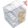 2 Pack 4 In 1 Acrylic Jewelry Organizers and Storage with 120 Portable Anti Tarnish Jewelry Bags, Clear Jewelry Box Organizer, Travel Jewelry Case for Earrings/Rings/Necklaces for Women Girls
