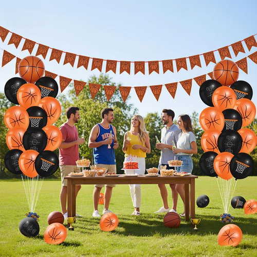 Censen 45 Pieces Basketball Balloons Party Decorations 12 Inch Basketball Latex Balloons for Sports Themed Birthday Party Decoration Supplies