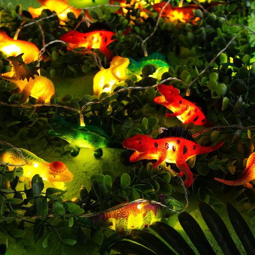 Riakrum 30 LED 16.4 FT Dinosaur String Lights for Boys Room Battery Operated Dinosaur Lights String Dino Light for Boys Girl Kids Bedroom Decor Christmas Tree Decoration Holiday Party Garden Tent Wall