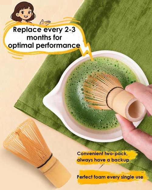 Matcha Whisk - Handcrafted 2-Pack Bamboo Chasen | 100-Prong Traditional Stirrer for Authentic Tea