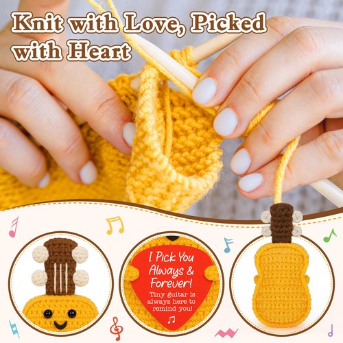 Guitar Birthday Gifts for Boyfriend Him Fathers Day Easter Basket Anniversary Men Gift for Husband I Love You Gifts for Him, Romantic Couple Music Lover Gift for Men, Handmade Crochet Guitar Present