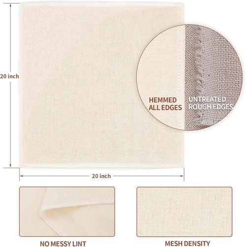 100% Unbleached Cotton Cheesecloth by [Brand Name] - 6Pcs 20x20 Inch Ultra-Dense Strainer for Yogurt, Nut Milk & Baking