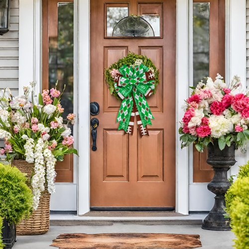 Montekin Large Football Bows for Wreath 20x11 Inch, 2 Pack Pre-Tied Wired Burlap Ribbon, Decorative Tree Topper Bow for Front Door Sports Party Indoor Outdoor Decoration (Green)