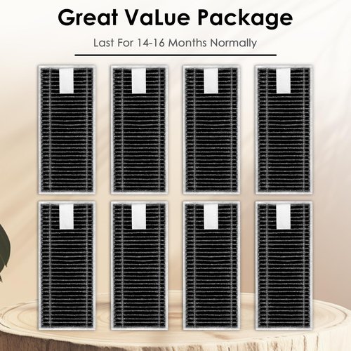 (8 Pack) X9 Pro Omni Replacement HEPA Filters for ECOVACS DEEBOT X8 Pro Omni, X9 Pro Omni, T80 Omni, X8 Omni, X11 OmniCyclone, X11 Pro Omni, Activated Carbon Filters Accessories Kit, Upright Filter