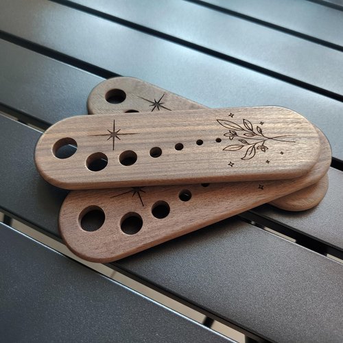 Black Walnut Herb Stripper Vegetable Leaf Herb Stripper Chopper Tool Handmade Wood Uncoated 7 Hole Sizes Durable & Elegant Kitchen Tool with Storage Case Ideal Gift for Cooks