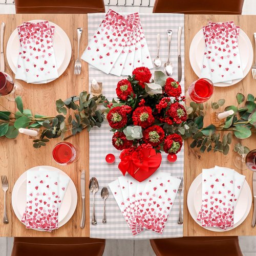 100Pcs Valentines Day Napkins Love Hearts Disposable Paper Napkins Cocktail Napkin for Valentine's Day Engagement Wedding Mother's Day Party Supplies, 13 x 15.7 Inch