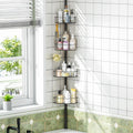 Skiennix Corner Shower Caddy - 4-Tier Adjustable Bathroom Organizer with Hidden Hook & Towel Holder | 63.7-119 Inch, Black