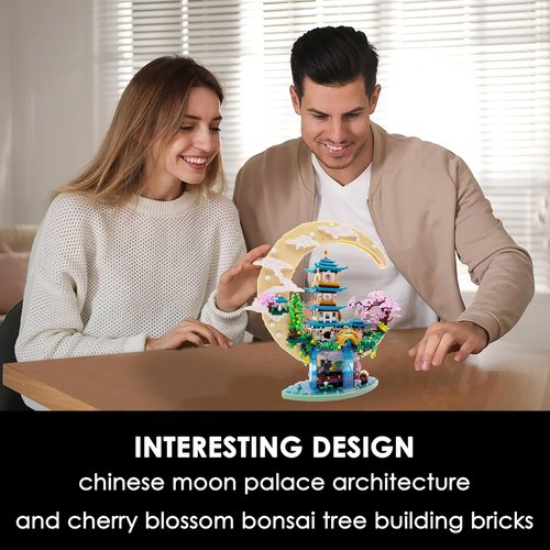 Chinese Moon Palace Micro Building Blocks Set - 4288 PCS Cherry Blossom Bonsai Tree Model for Adults & Teens | Creative Gift