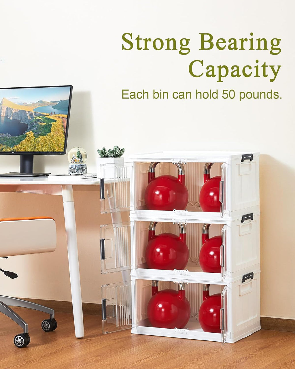 OlarHike 144QT Lockable Storage Bins - Collapsible Plastic Box with Lids, Stackable Organizer | 3 Pack