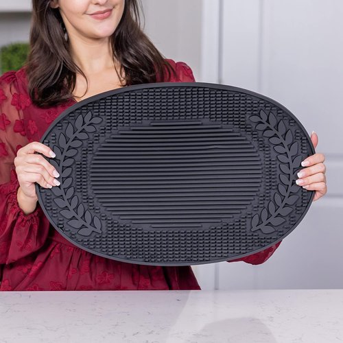 BREKX Insulated Multi-Functional Home Bar Mat - Heat/Water Resistant Dish Mat, Rubber Self Drying Mat - 20.5" x 13.5" XL- Insulated Bar Mat for Home Bar - Mimosa Bar Supplies for Kitchen