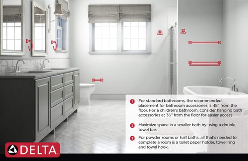 Delta Galeon (1-Pack) 8'' Towel Rack for Bathroom Polished Chrome Towel Bar for Bathroom Wall Hand Towel Holder Rod Wall Mounted Kitchen Towel Holder 77208