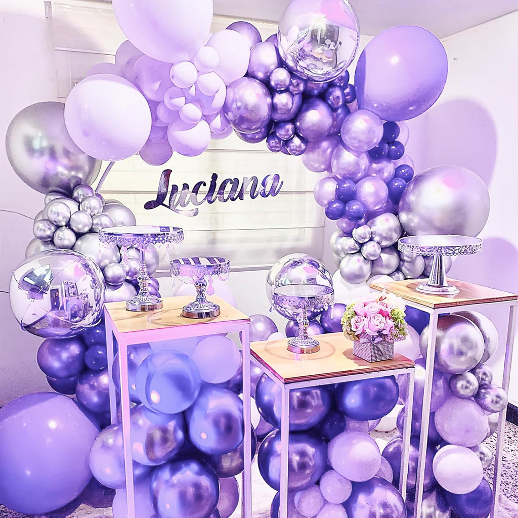 PartyWoo Metallic Purple Balloons - 50pcs 12 Inch Chrome Balloons for Graduation & Bridal Showers