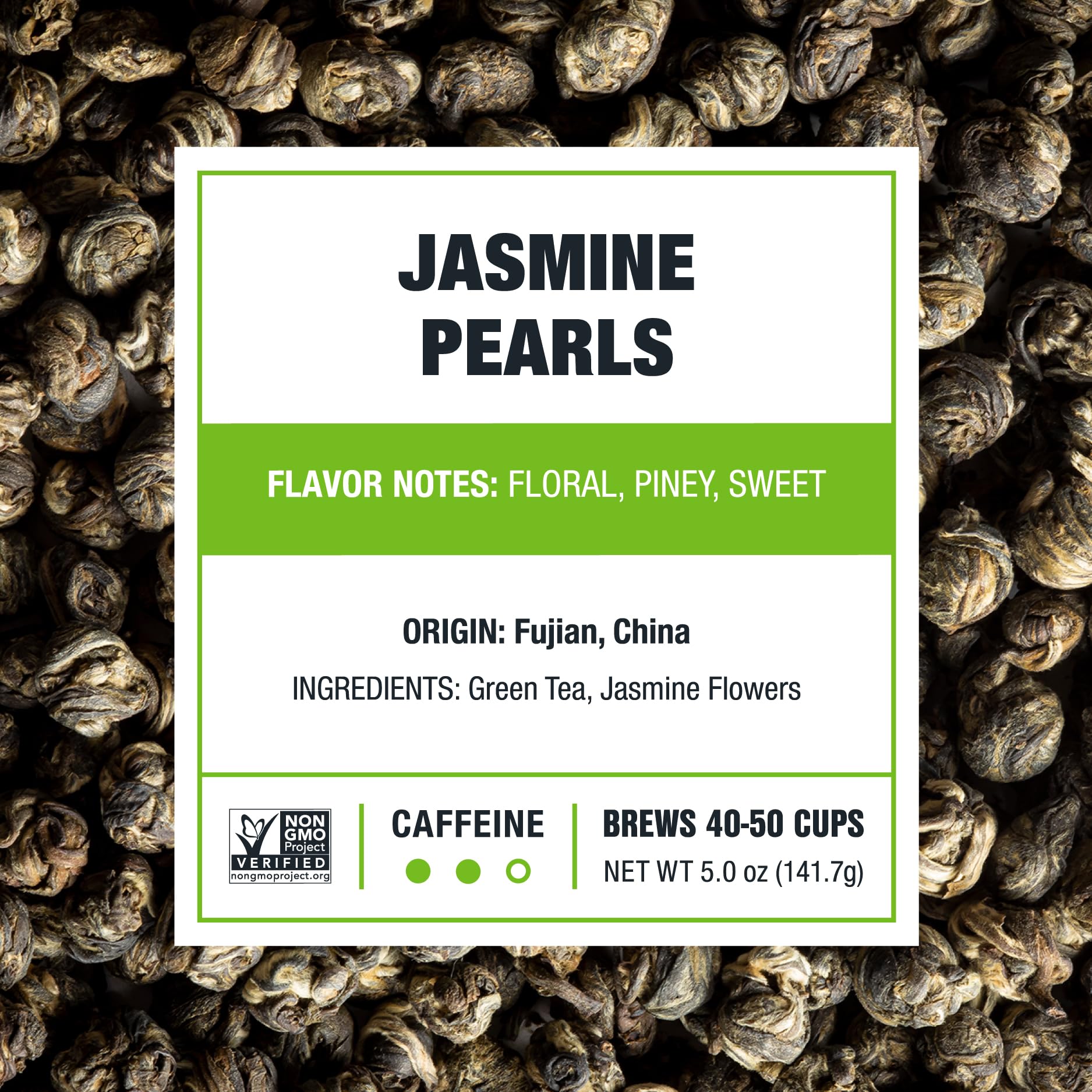 Tiesta Tea - Jasmine Pearls Green Tea, Loose Leaf, Single Origin Premium Jasmine from China, Medium Caffeinated, Makes Hot or Iced & Up to 50 Cups, 100% Pure Unblended, 5oz Refillable Tin
