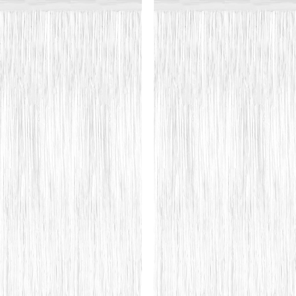 Tinsel Backdrop by [Brand Name] - 2 Pack Metallic Foil Fringe Curtains | 3.28 x 7.05 Feet for Parties & Weddings