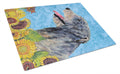 Caroline's Treasures SS4139LCB Irish Wolfhound in Summer Flowers Glass Cutting Board Large Decorative Tempered Glass Kitchen Cutting and Serving Board Large Size Chopping Board