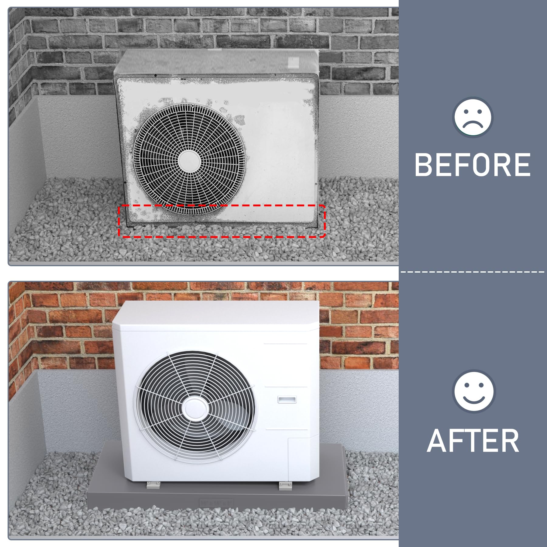 Flamorrow Mini Split Pad for Ductless Mini Split Air Conditioner Heat Pump Systems, 38 x 18 x 3 inches Plastic Equipment Pad for Outdoor Condenser Units