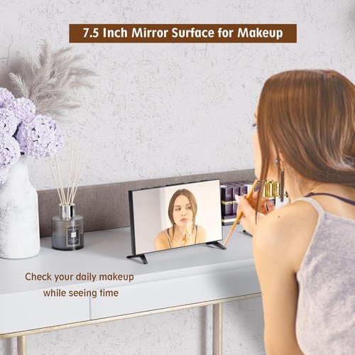 Haimiage Mirror Digital Loud Alarm Clock with with Date,Indoor Temperature,USB Charging Port,Dimmer,Adjustable Volum,12/24H,Snooze,Dual Alarms (Weekday/Weekend),Perfect for Bedroom and Living Room