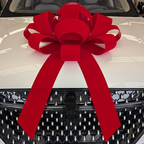 CarBowz Big Red Velvet Car Bow - Giant 30" Non-Scratch Magnet | Weather-Resistant Vinyl Decor