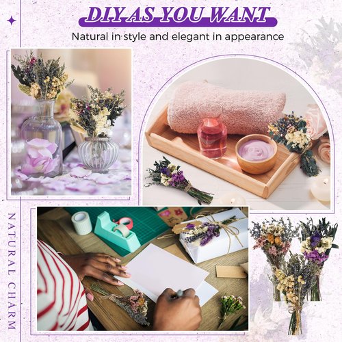 Layhit 12 Pack Boho Dried Flower Bouquet Mini Wedding Handmade Dry Flowers Decor for Vase Crafts DIY Photo Boutonniere for Men Floral Plant for Bridesmaid Gift Birthday Decor(Romantic)