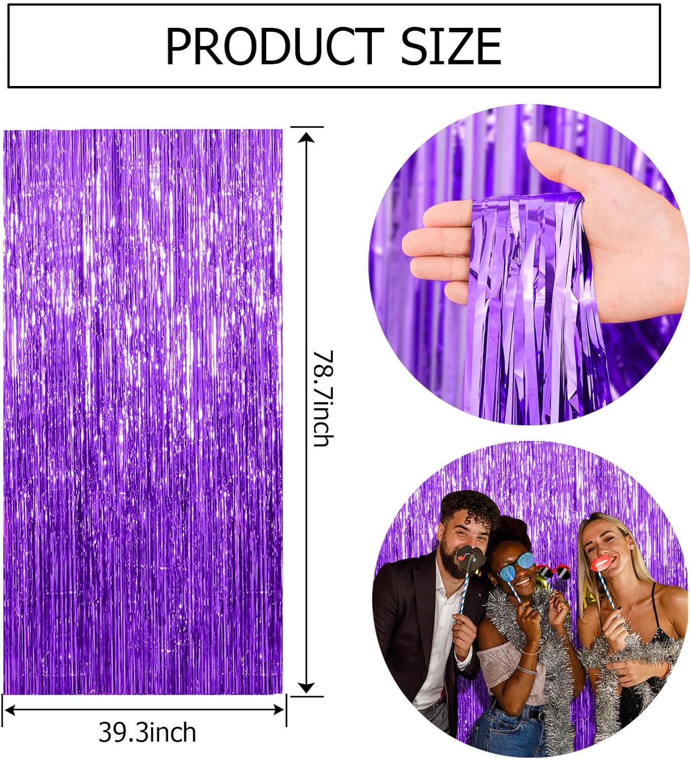 Purple Backdrop Tinsel Streamers by [Brand Name] - 10 Pack Foil Fringe Curtains for Parties & Events