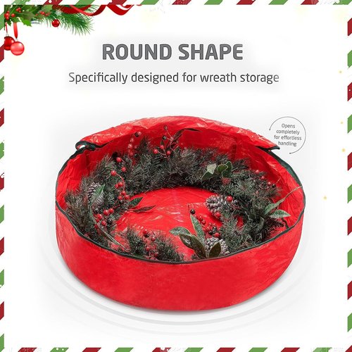 Christmas Wreath Storage Bag | 24 Inch - 2 Pack with Dual Zipper & Handles for Easy Organization