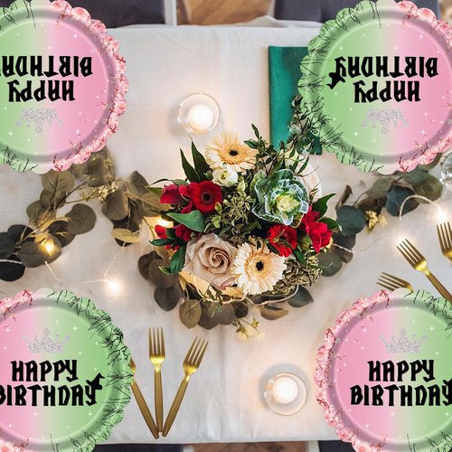 Cangmyxis 7 Inch Halloween Witch Birthday Plates 40 Count Disposable Pink & Green Themed Party Plates, for Wicked Party Decorations, Supplies, and Witch Themed Birthday Party Favors