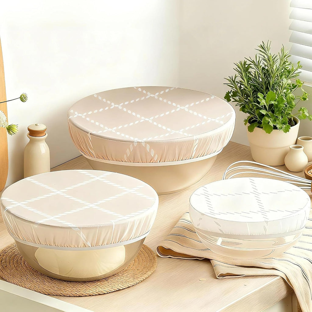 Skiennix Reusable Bowl Covers - 3-Pack Beeswax Covers for Bread Proofing | 100% Organic Cotton, 8/10/12 Inch
