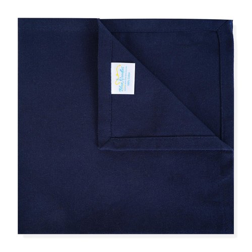 Blue Needles Solid Cloth Napkins Set of 6 Navy Blue 100% Cotton Dinner Napkins 18x18 inches - Soft, Reusable, Absorbent & Washable Linen, Ideal for Spring Summer Easter Events Parties & Everyday Use