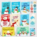 Decorably 16-Pack Snowman Kids Christmas Cards - 5x7in Holiday Designs with Envelopes & Stickers