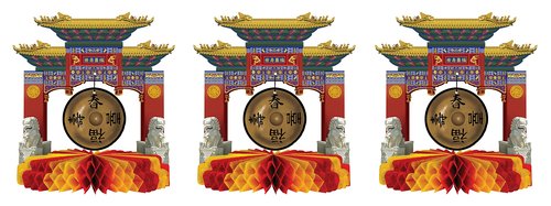 Asian Gong Centerpiece Party Accessory Pack of 3