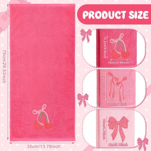 FuWeave 3 Pcs Pink Hand Towels - Soft 100% Cotton, Absorbent & Decorative | Perfect Bridal Shower Gift 13.7 x 29.5''