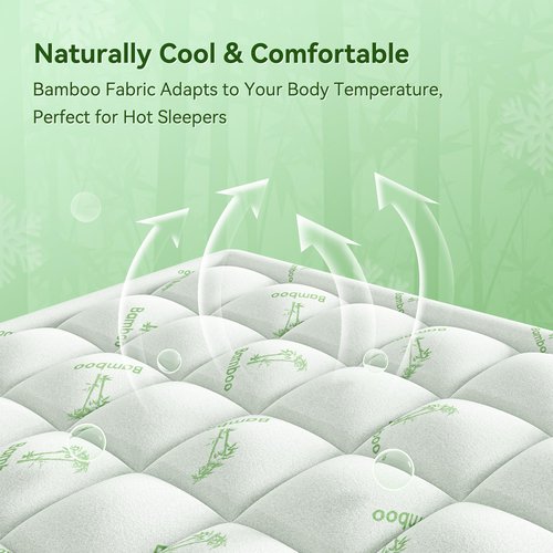 Anluoer Memory Foam Mattress Topper King for Back Pain, Rayon Derived from Bamboo Pillow Top Mattress Topper for Hot Sleepers,Cooling Mattress Pad with 8-21" Deep Pocket, 78x80 Inches, White