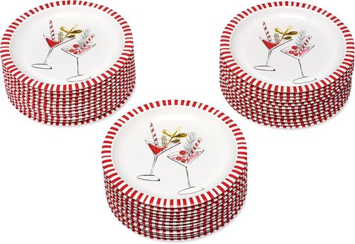 Kathy Davis 36-Count Dessert Plates - Festive Christmas Party Supplies | 7-Inch Size