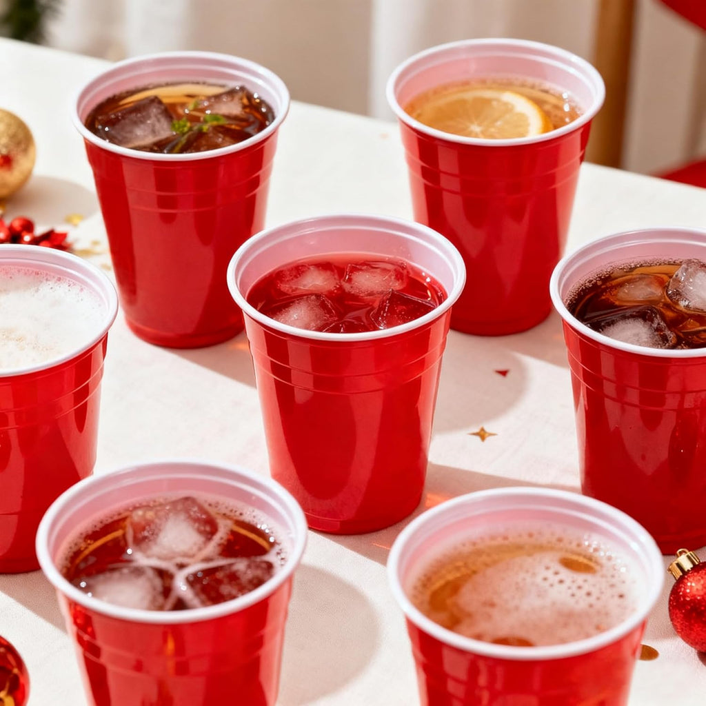 Red Disposable Plastic Party Cups - 12oz, 100 Count | Perfect for Gatherings, BBQs & Birthdays