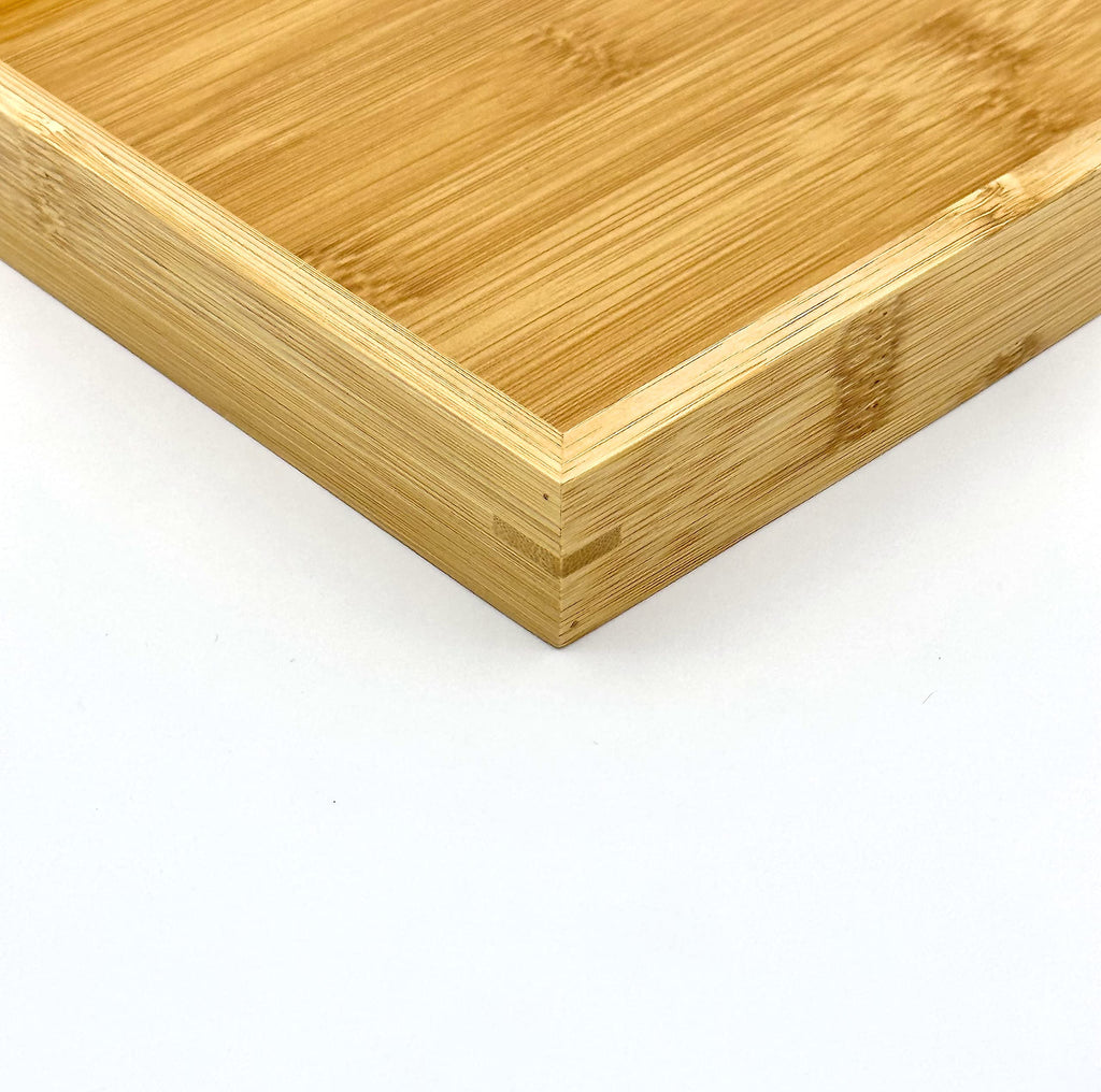 Natural Bamboo Serving Tray Platter 13 x 9 Rectangular, Bamboo
