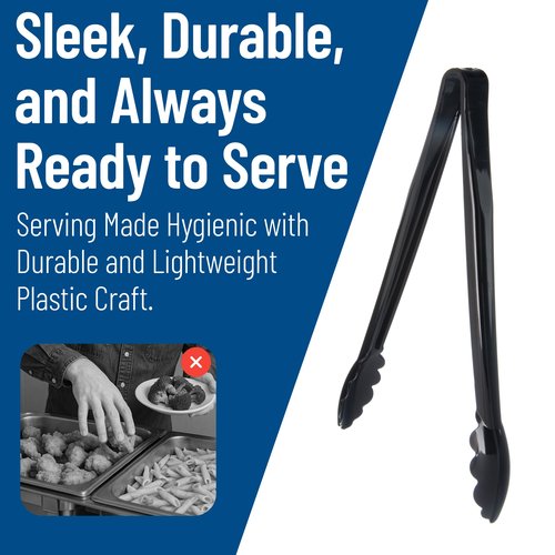 Carlisle FoodService Products 471203 Carly Salad Tong, 12" Utility Tong, Black, 12 Pack