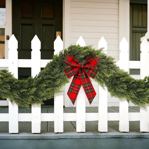 Christmas Cedar Garland - 9ft Artificial Cedar Garland Faux Lush Green Fake Pine Needles for Fireplace,Table,Window,Stairs,Mante,Holiday Indoor Outdoor Xmas Decor(1PCS)