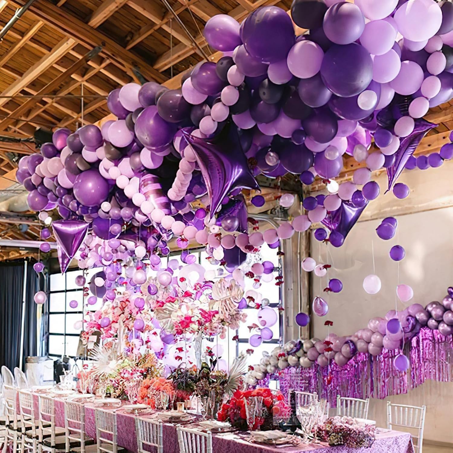 PartyWoo Purple Balloons - 140-Piece Lilac & Metallic Set for Stunning Birthday Decor | 18", 12", 10", 5" Sizes