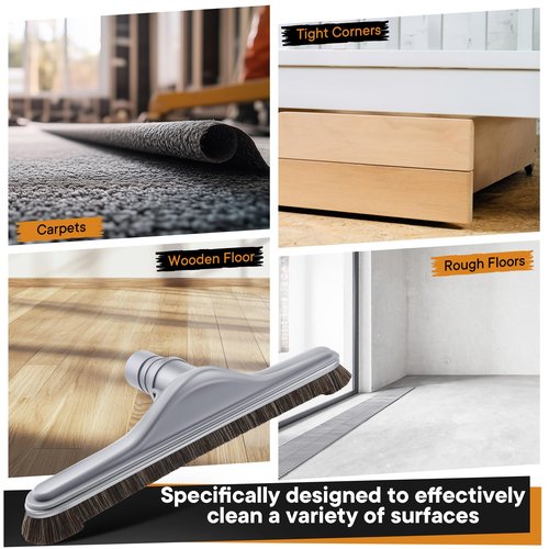 HappyAlley Replacement Floor Tool Compatible with Proteam E-Z Glide Backpack Vacuums 10 QT & 6 QT, Upgraded 14" Hard Surface Floor Tool for Commercial Cleaner Cleaning Brush(Horse Hair Brush,Gray)