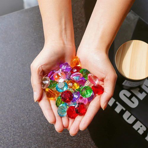 HDCRYSTALGIFTS 36pcs Multi-Color Art Glass Diamonds - Elegant Crystal Gems for Weddings & Parties