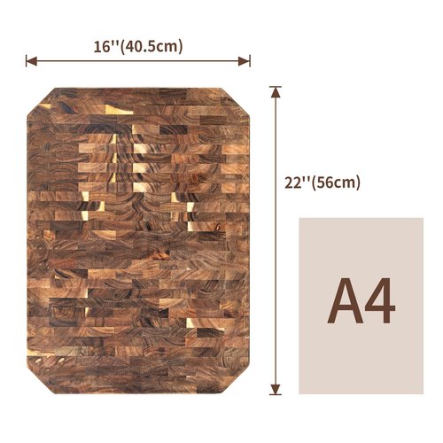 Utoplike Large Acacia Wood Cutting Board 22" x 16", End Grain Butcher Block with Juice Groove and Handles, Reversible Chopping Board for Meat, Vegetables, and Cheese, Thick 1.4"