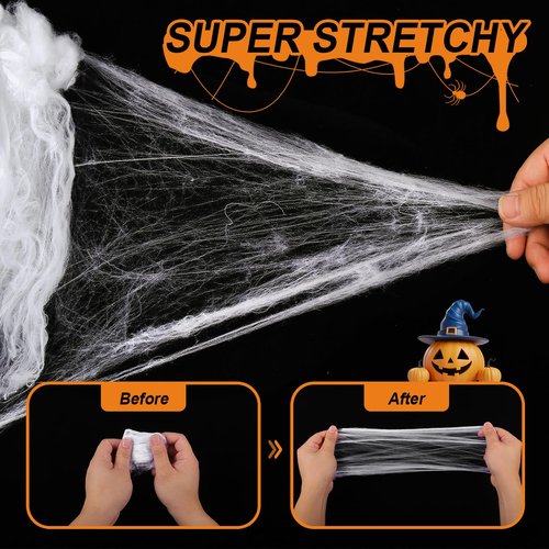 Land Guard 1000 sqft Spider Web, Bonus with 50 Artificial Spiders, Fabric Spider Webbing, Cobweb Halloween Decor for Indoor and Outdoor Party Supplies
