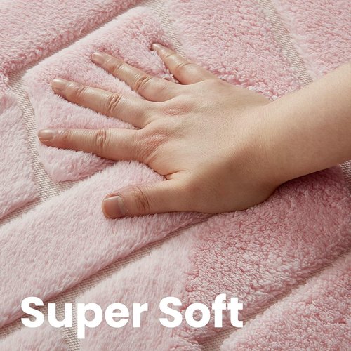 Macgace Ultra Soft Pink Area Rug for Girls Bedroom, 4x6 Modern Geometric Shag Rugs with Nonslip Backing for Living Room, Washable Fuzzy Carpet for Cozy Kids Room Nursery