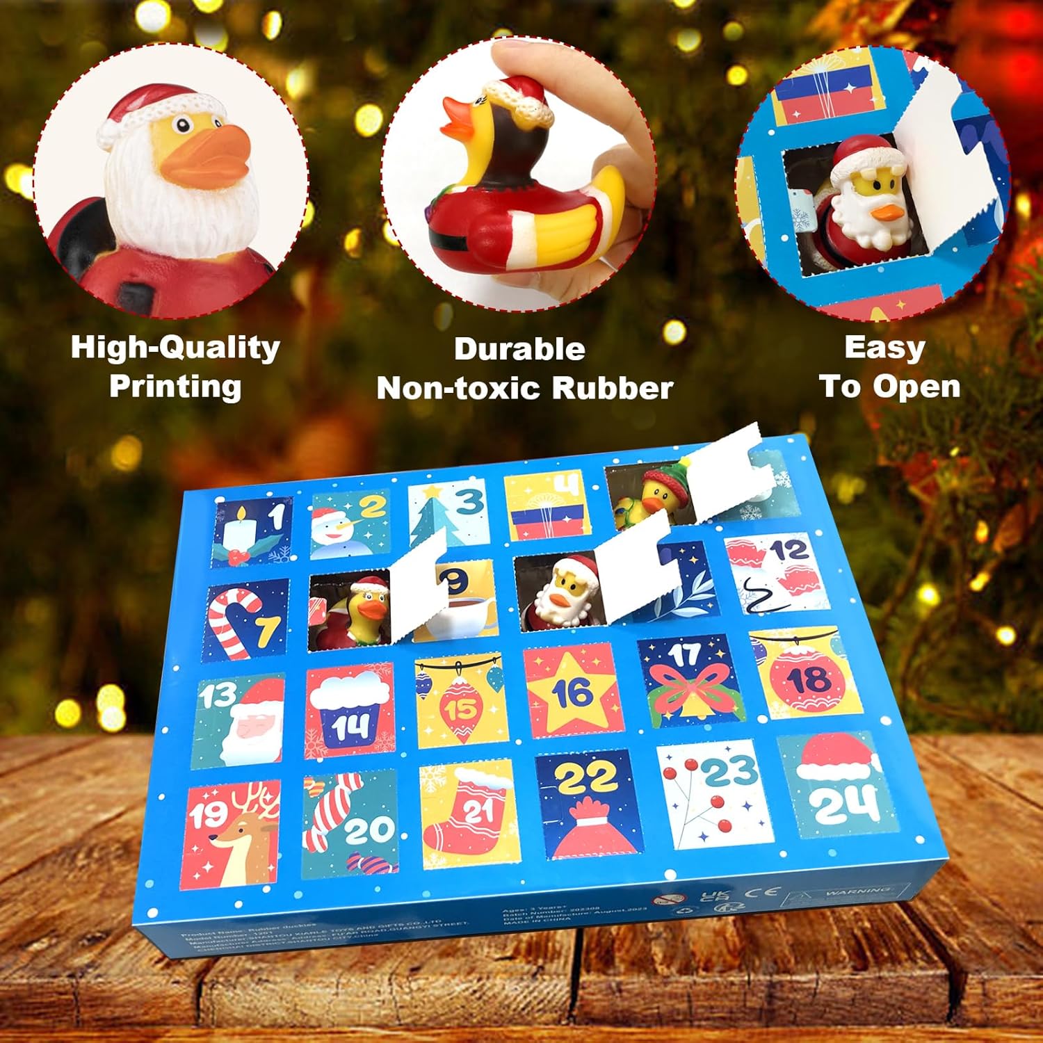 Rubber Duck Advent Calendar - 24 Days Countdown for Kids | Fun Christmas Bath Toys & Party Favors