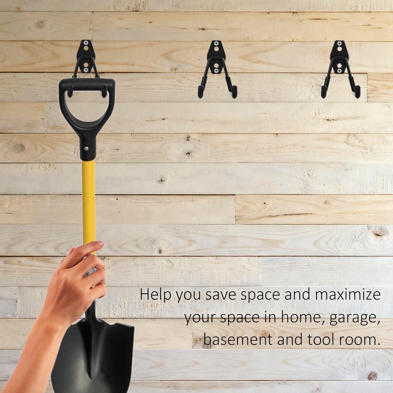 Skiennix Garage Hooks - Heavy Duty Wall Mount Tool Organizer for Ladders, Bikes & Garden Tools | 4 Pack