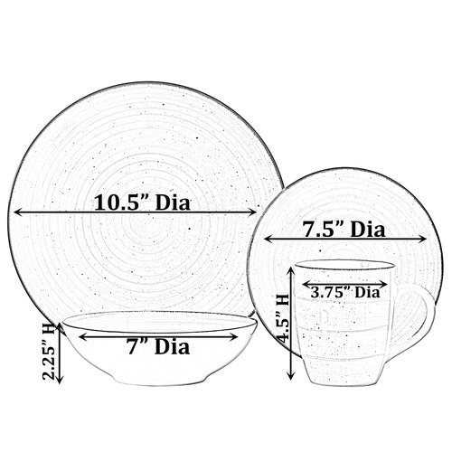 16 PC Spin Wash Dinnerware Dish Set for 4 Person | Mugs, Salad and Dinner Plates and Bowls Sets, Stylish Dishes with Highly Chip and Crack Resistant, Dishwasher and Microwave Safe, Green. QI004502.GN