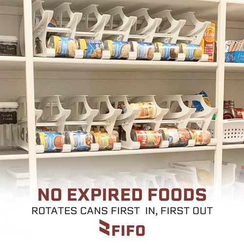 FIFO Countertop Mini Can Tracker Holds 30 Standard 10-24 Oz Can Sizes, White| Stackable & Adjustable Can Organizer for Pantry, USA Made, White